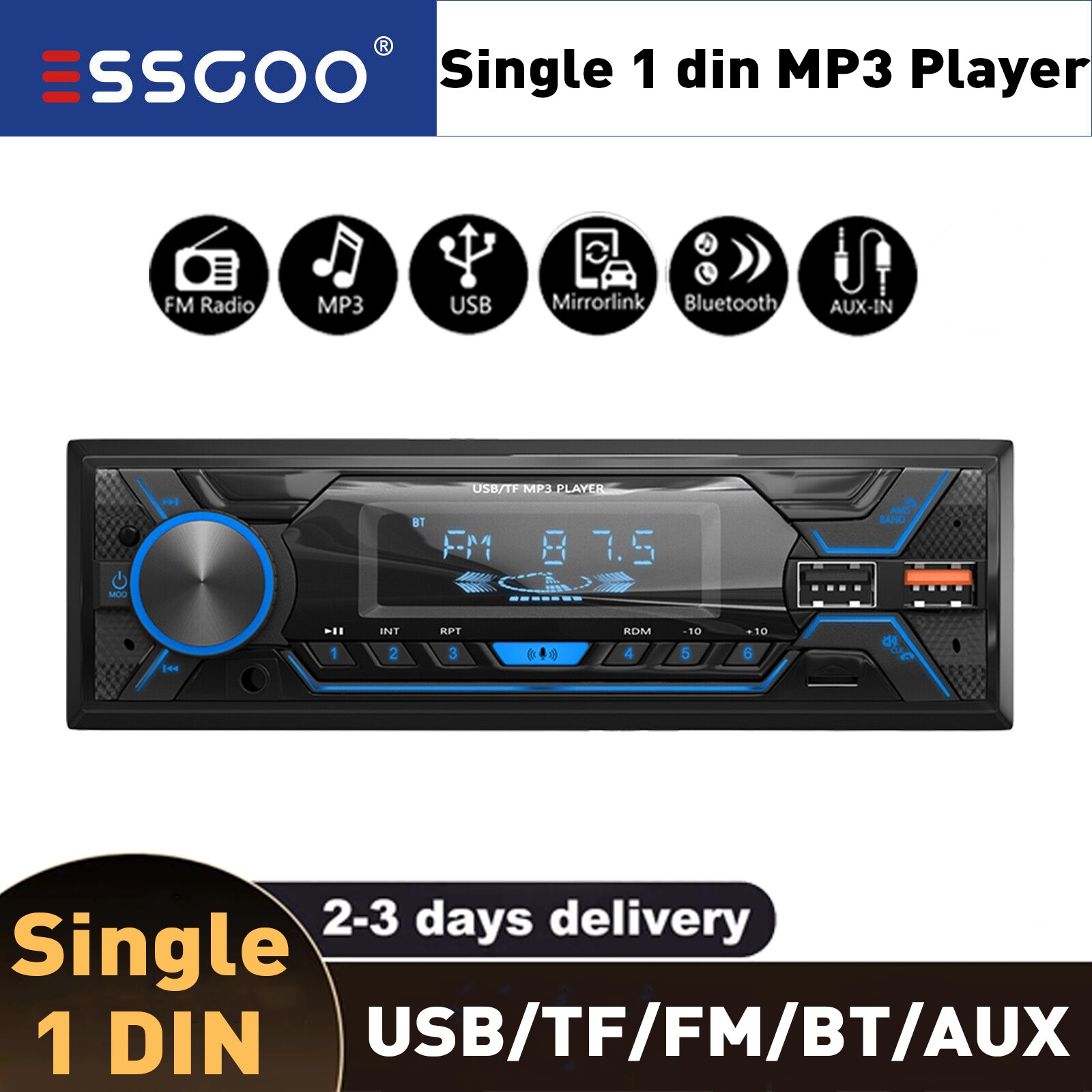 Car Stereo In-Dash Bluetooth Aux Input Receiver Audio SD USB Radio MP3 Player FM
