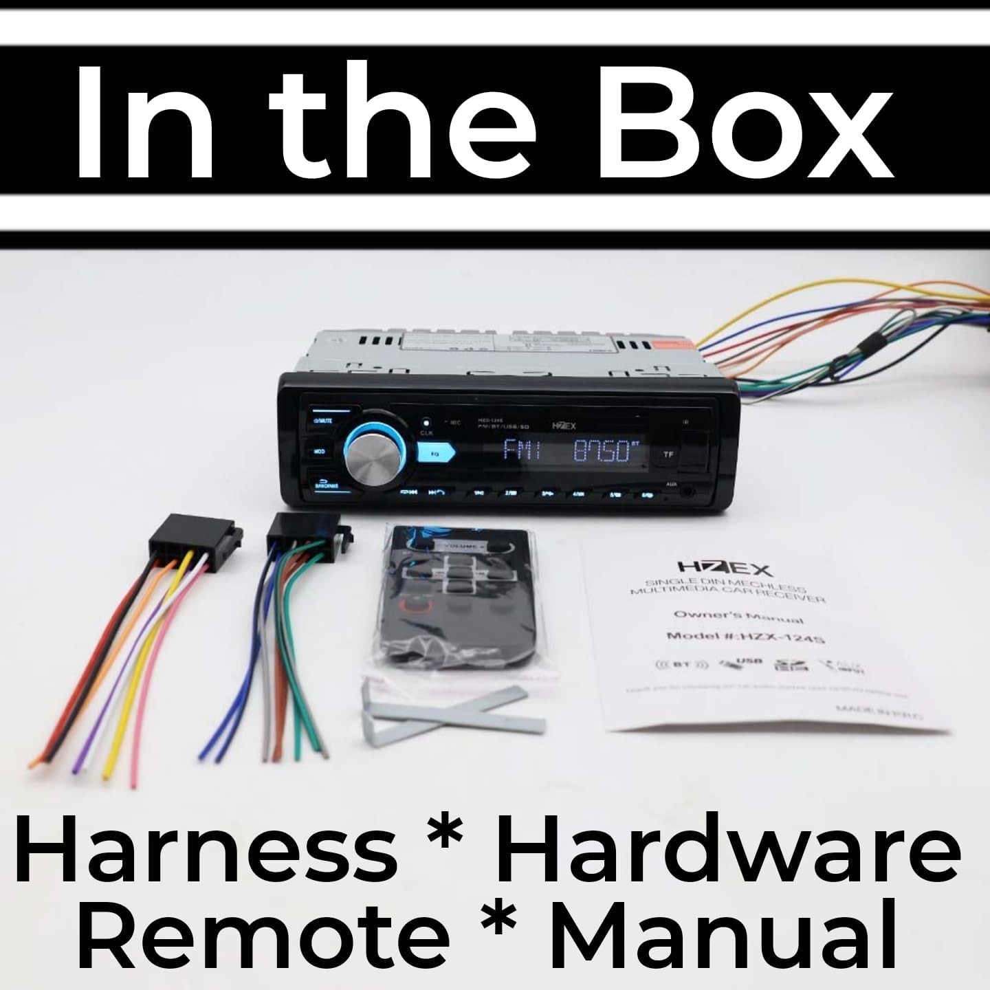 Car Stereo with Bluetooth, Media Player Subwoofer Outputs, Single Din Car Radio