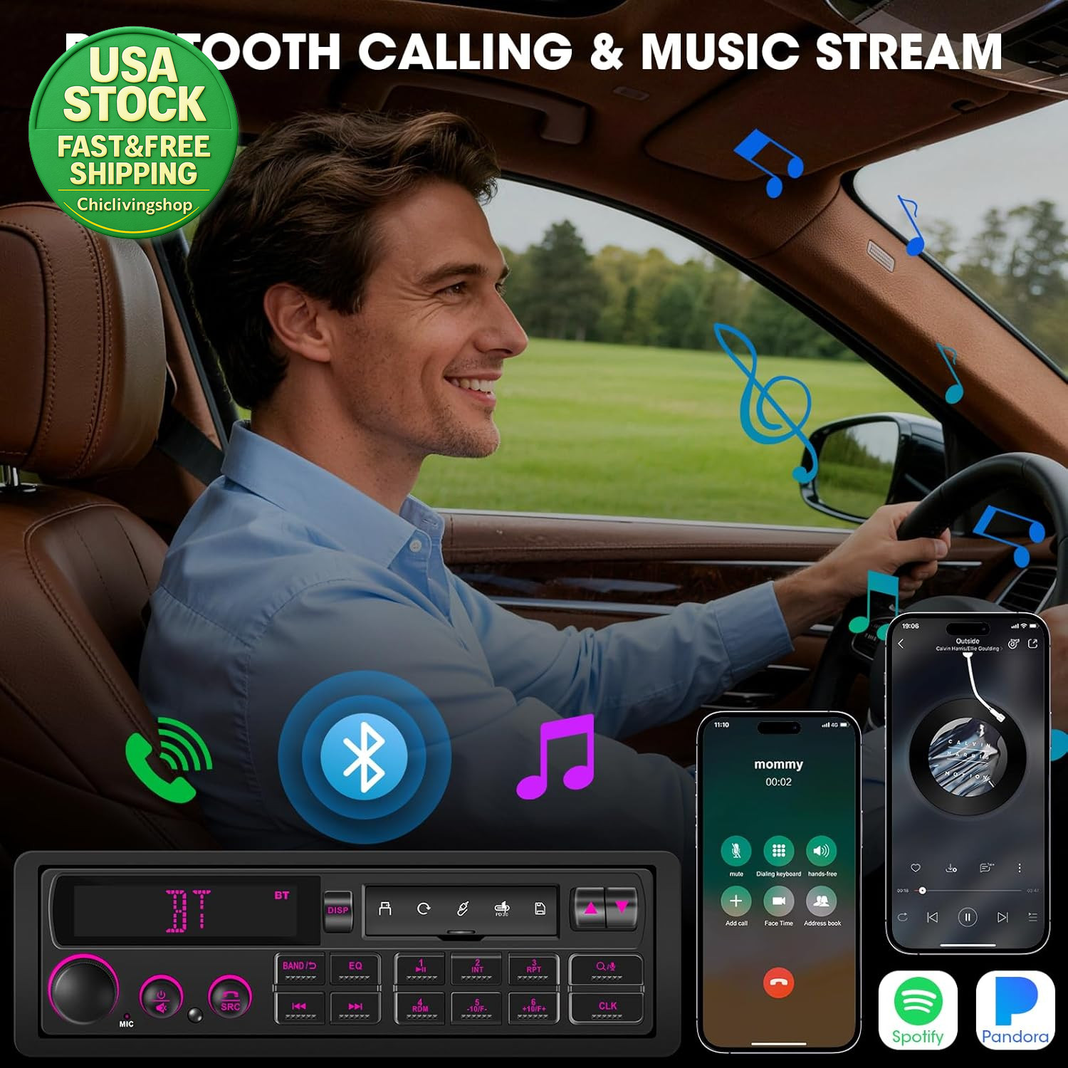Bluetooth Retro Car Stereo Receiver Single Din for 80S European Cars USB AUX