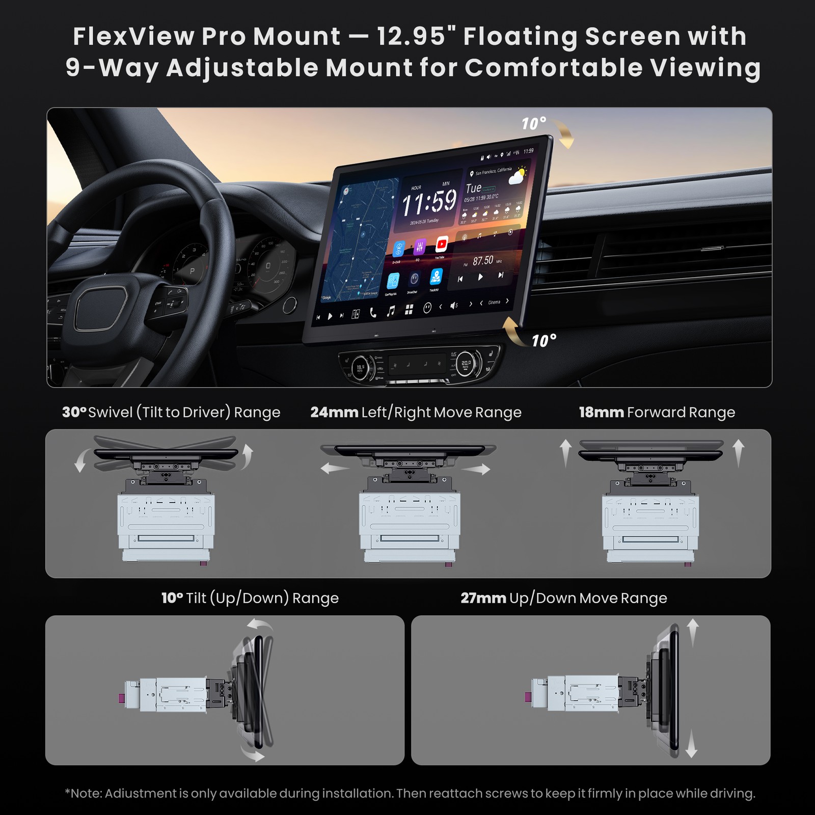 ATOTO X10 12.95IN 1& 2Din Android Car Stereo Wireless CP& AA AI Vision G-Sensor