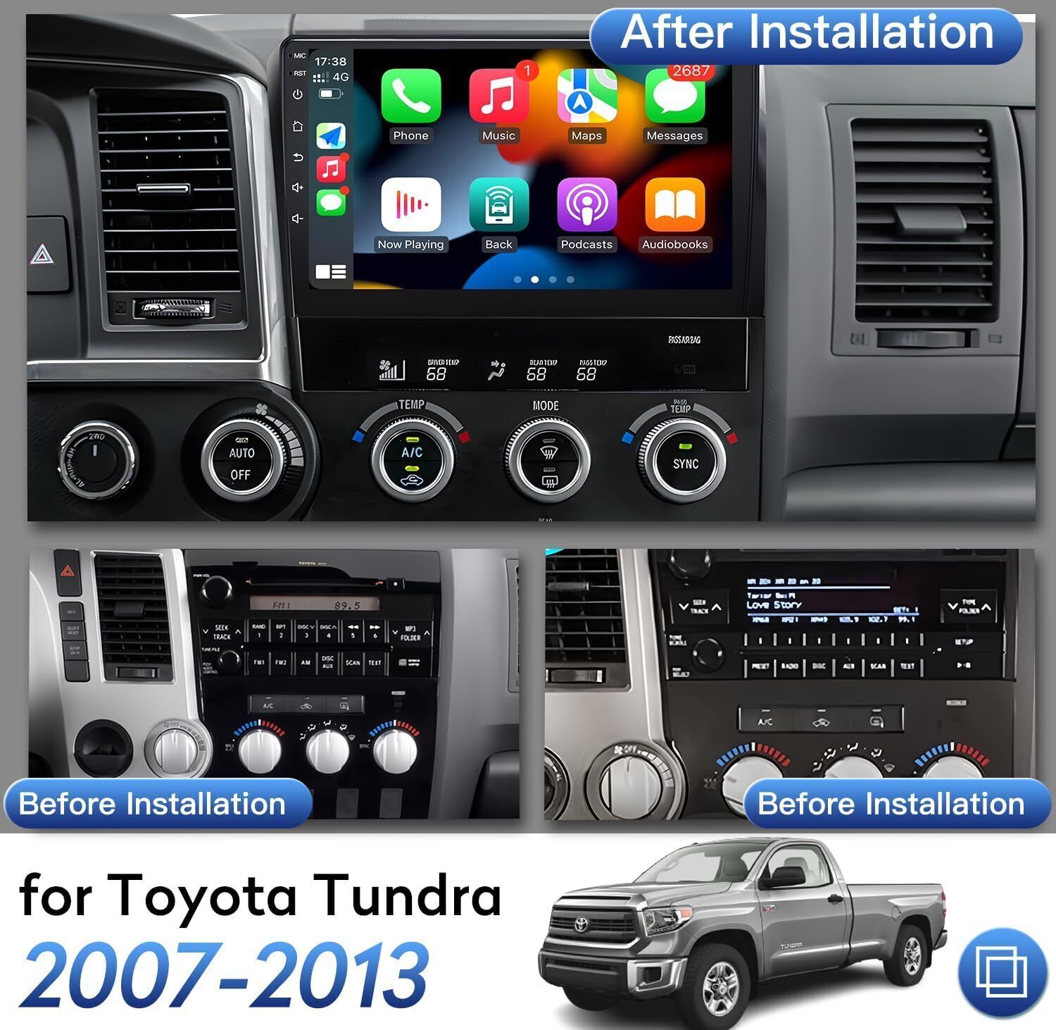 4GB+64GB For Toyota Tundra 2007-2013 Sequoia 2008-2019 Carplay Car Stereo Radio