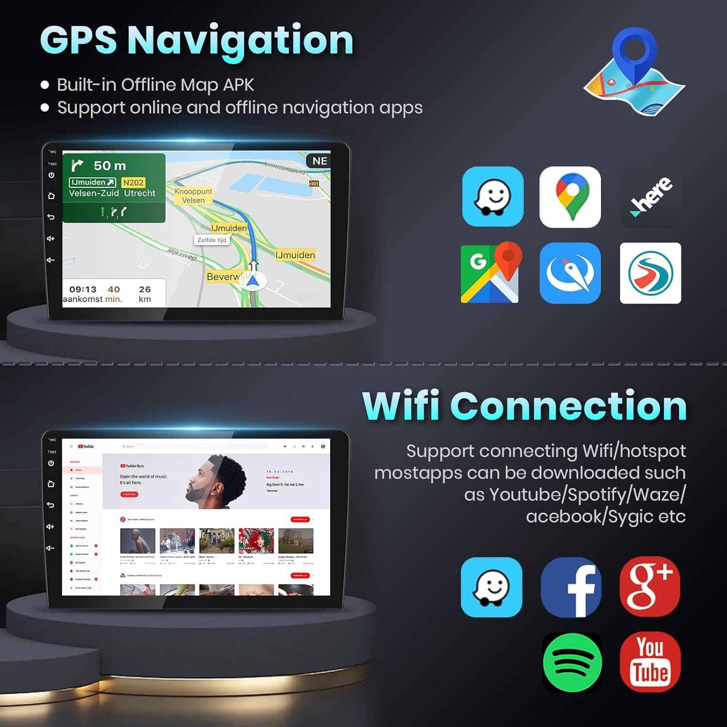 For 2010-2014 Ford Mustang Wifi Apple CarPlay Android Auto Car Radio SWC Stereo