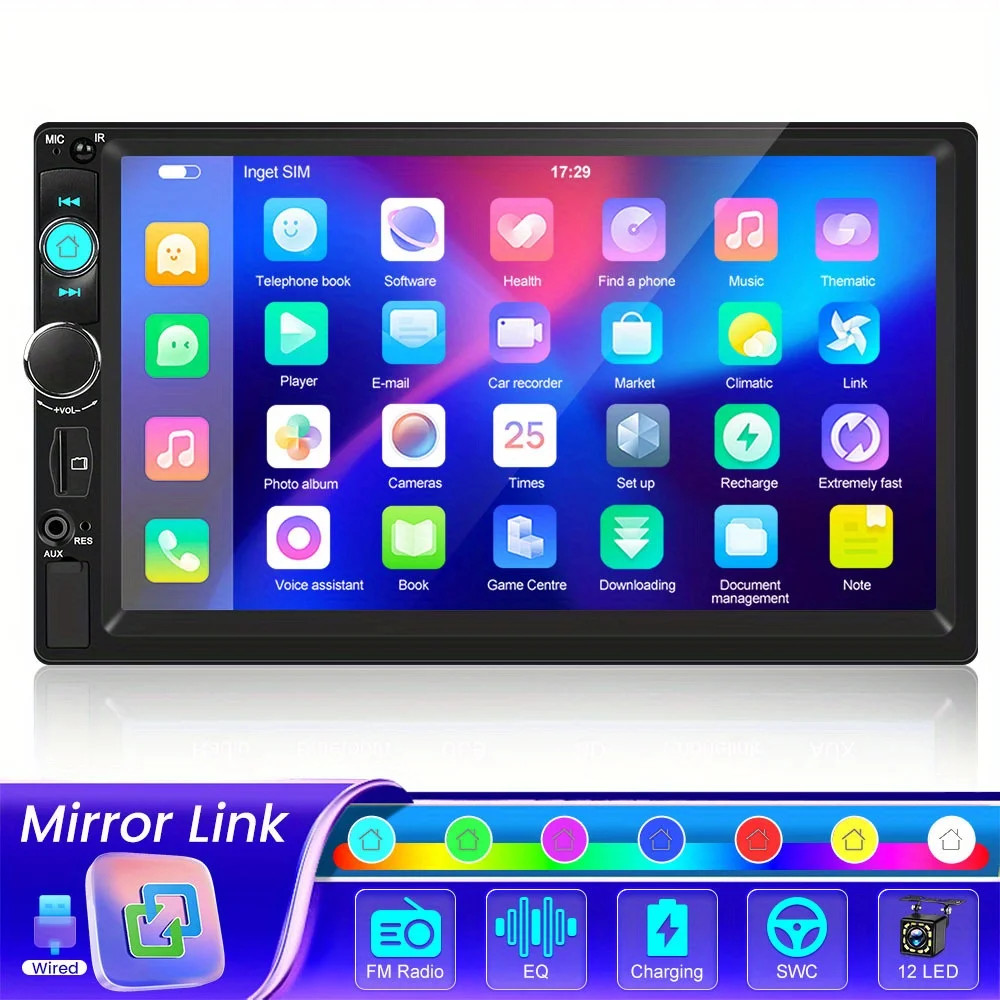 Double Din Apple Carplay Android Auto Car Stereo Radio Bluetooth 7″ Touch Screen