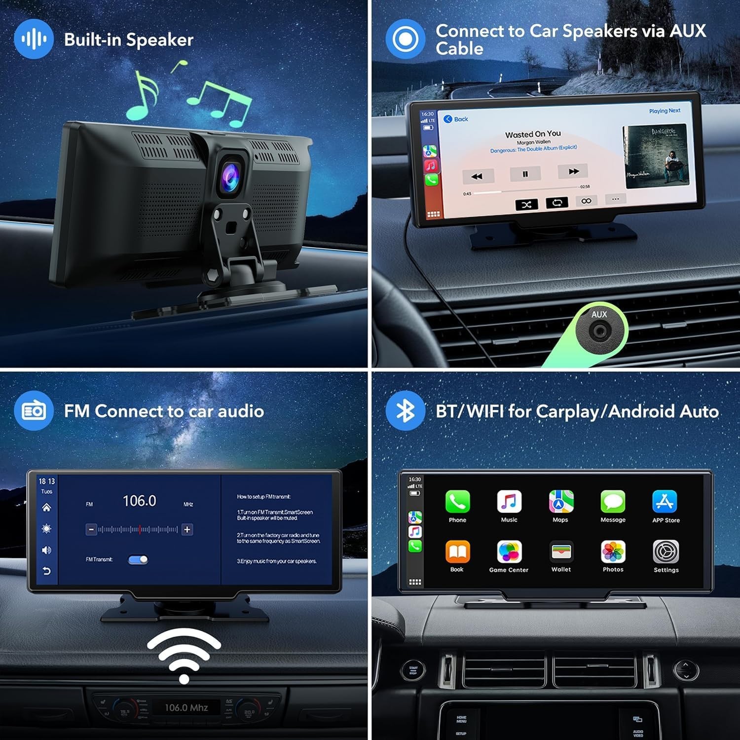 Versatile 9.26-Inch Touchscreen GPS with 2.5K Dash Cam & Wireless Carplay