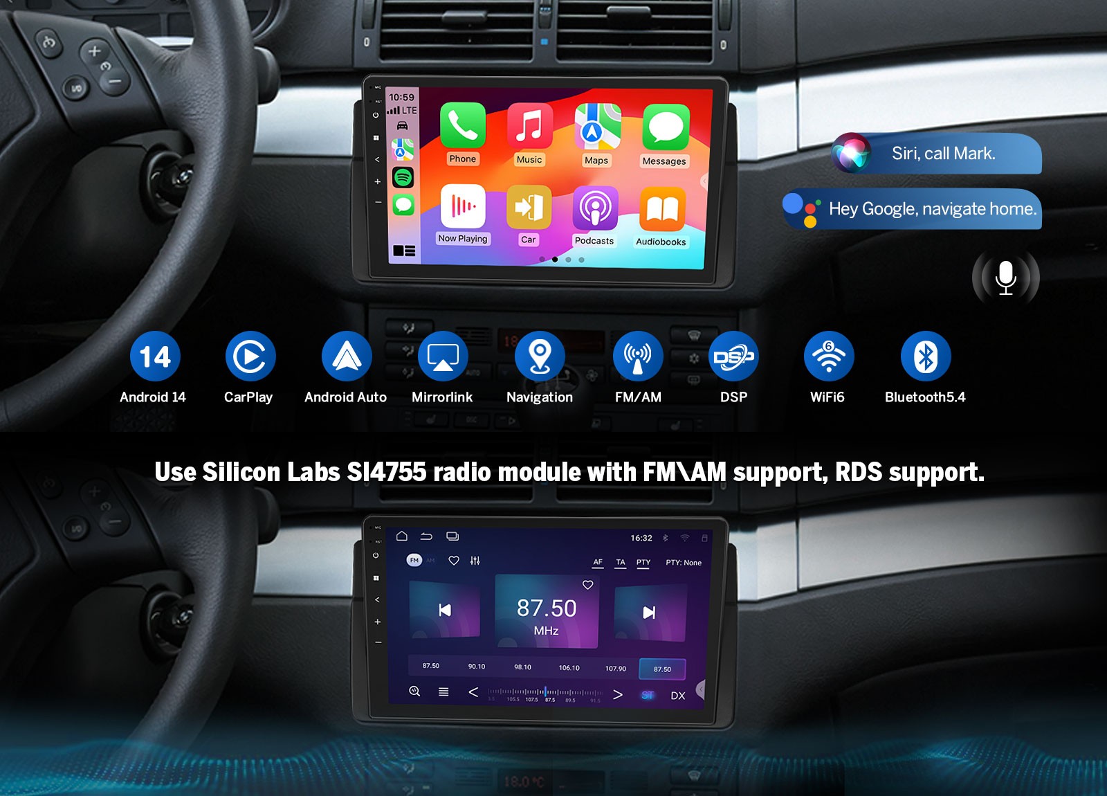 Eonon Q50SE 8-Core 9″ IPS Android 10 Car Stereo GPS Radio DSP for BMW 3er E46 M3