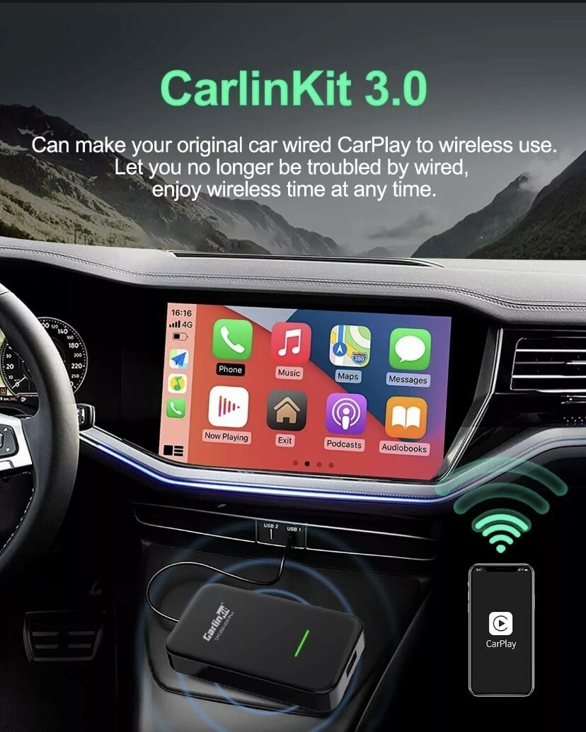 NEW CarlinKit CPC200-U2W-Plus 3.0 Wireless CarPlay Adapter USB for Factory Wired