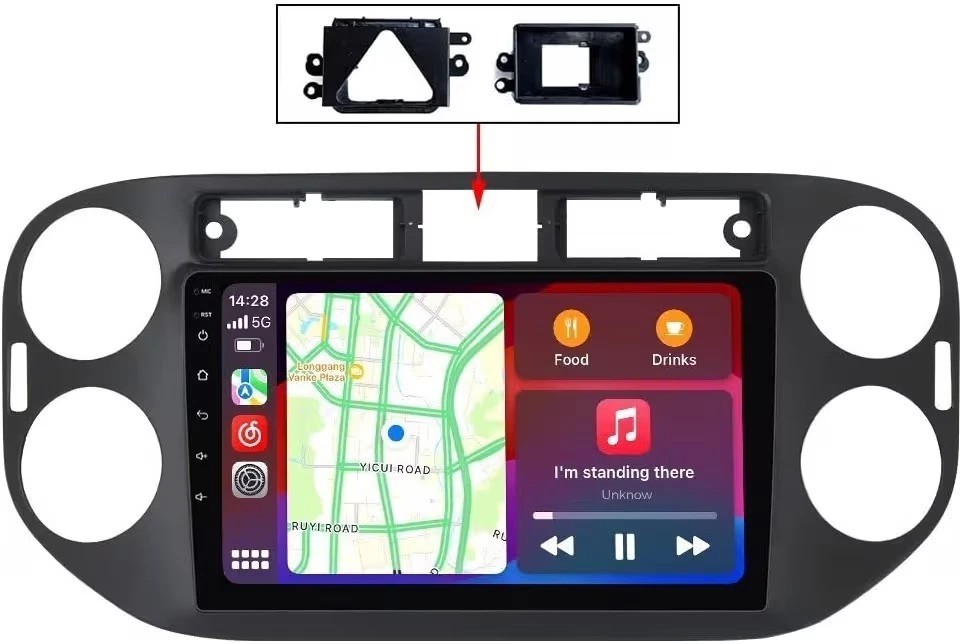 Wireless CarPlay Android Auto Adapter for VW Tiguan 2010-2015 Plug & Play 9 Inch