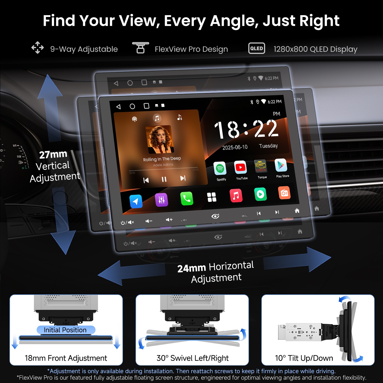 ATOTO 10.1″ 2G+32G Floating 1DIN Car Stereo Wireless CarPlay Android Auto 4G GPS