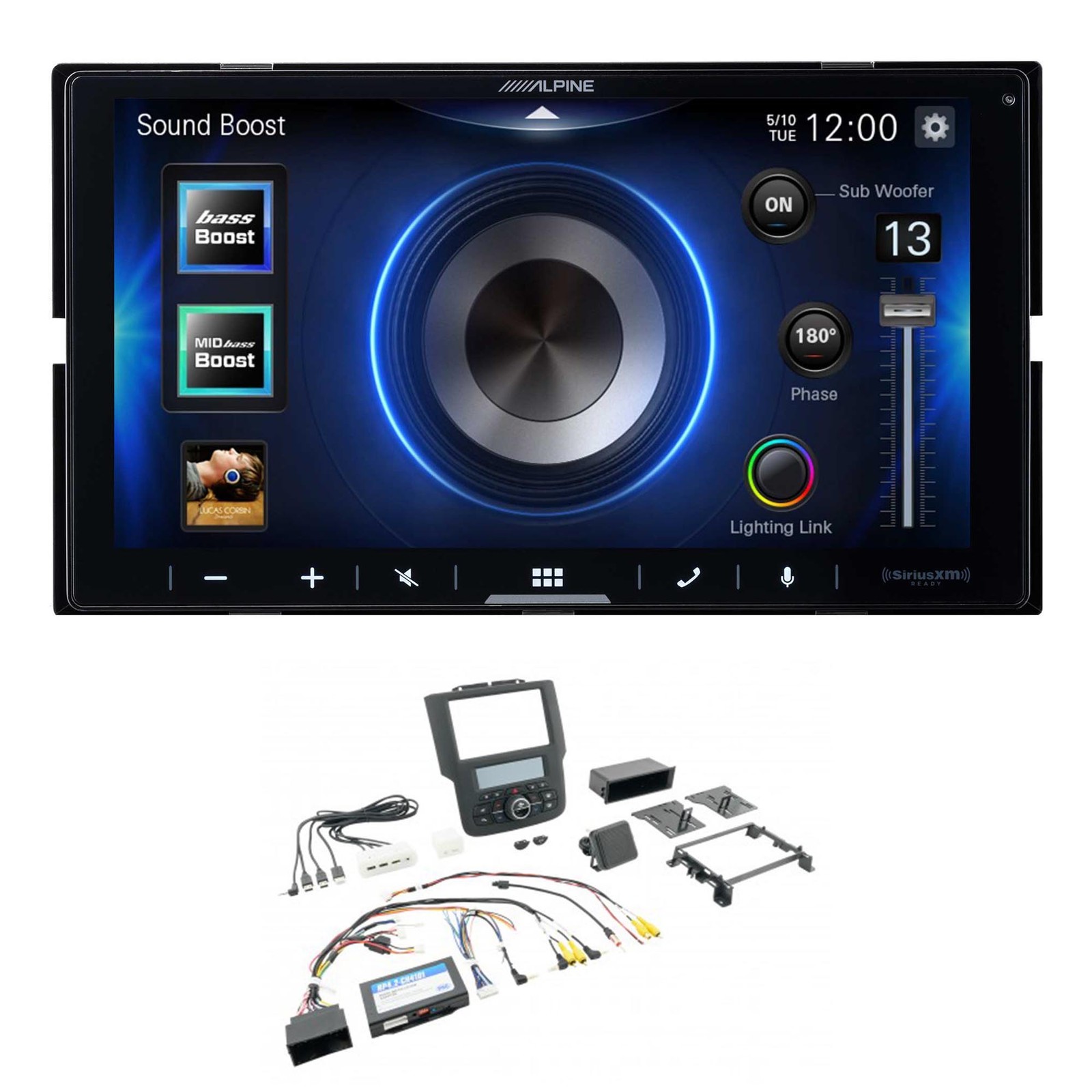 Alpine ILX-W670 Receiver w/ PAC RPK4-CH4101 for 2013-19 Ram Truck Bundle