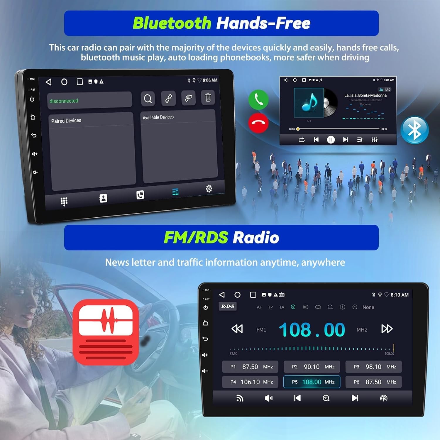 2+64G for Ford Fiesta 2009-2014 Android 15 Car Stereo 9 Inch Touch Screen Wir…