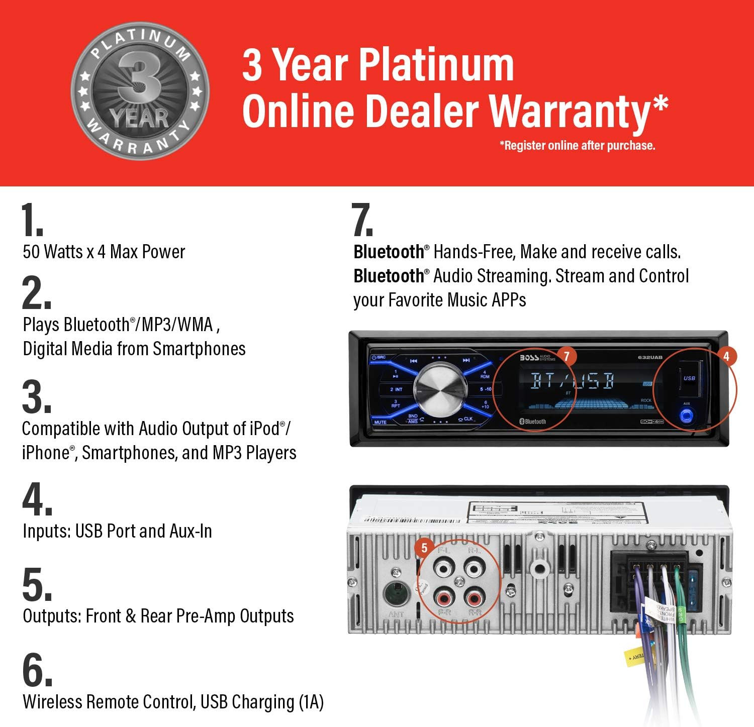 Estereo auto bluetooth sin cd radio am fm control remoto entrada usb auxiliar