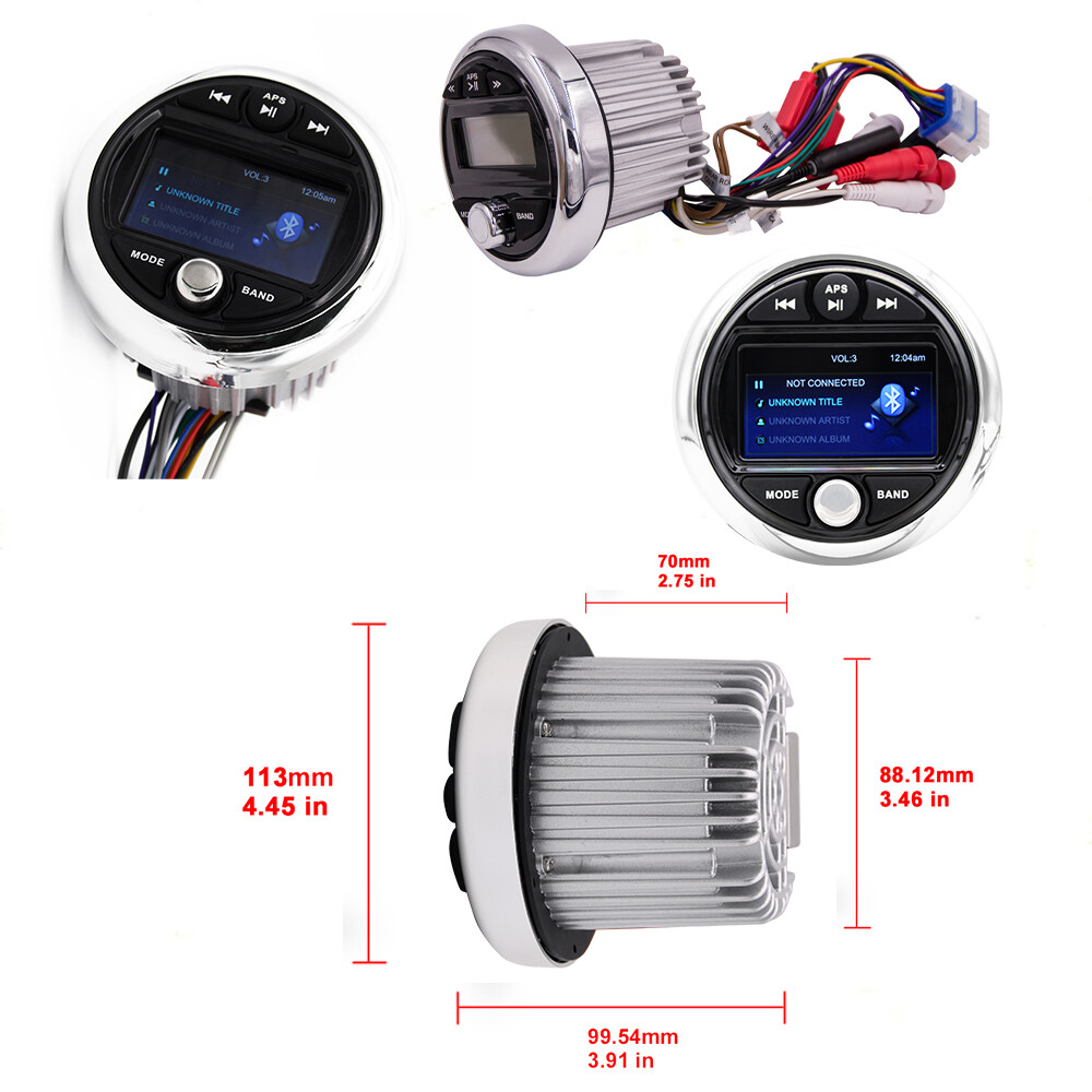 GUZARE Waterproof video system head unit with FM AM radio,AUX input,Rca Output