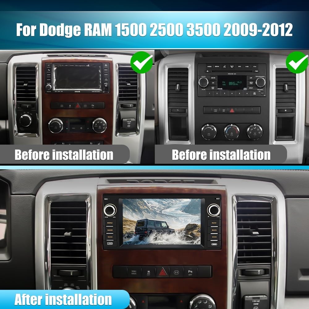 Vratzn Android 13 Car Radio Stereo for Dodge RAM 1500 2500 3500 2009 2010 201…