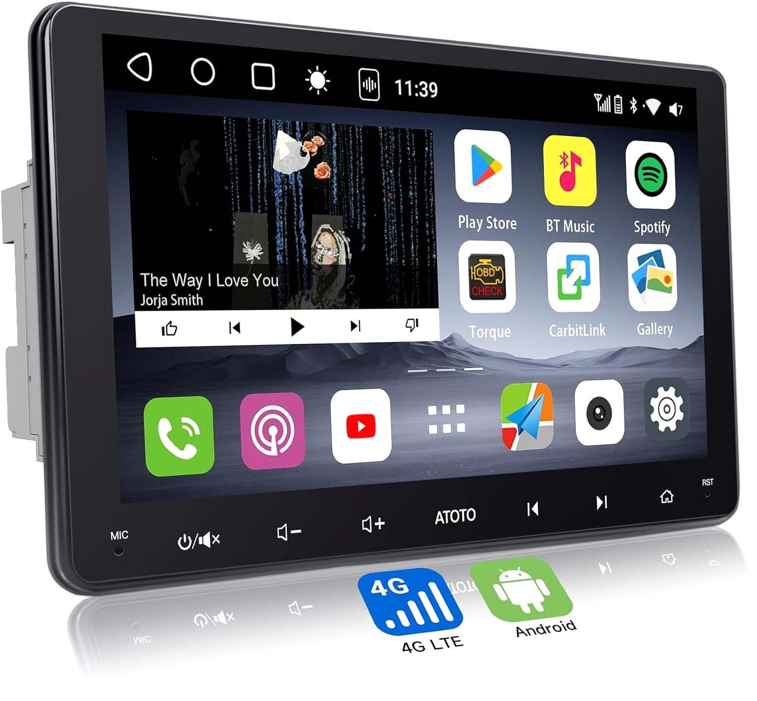 9″ Double DIN Android Car Stereo Wireless CarPlay & Android Auto 8-Core 4GB+32GB