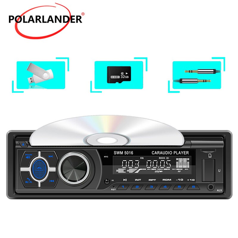 Single 1 Din Car Stereo Radio FM/AM Bluetooth Head Unit DVD CD Player In-Dash