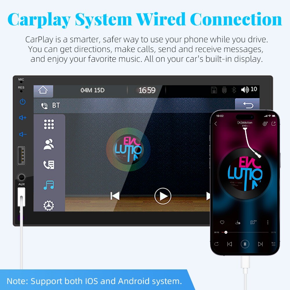 7″ Double 2 DIN Car MP5 Player Bluetooth Touch Screen Stereo Radio With Camera