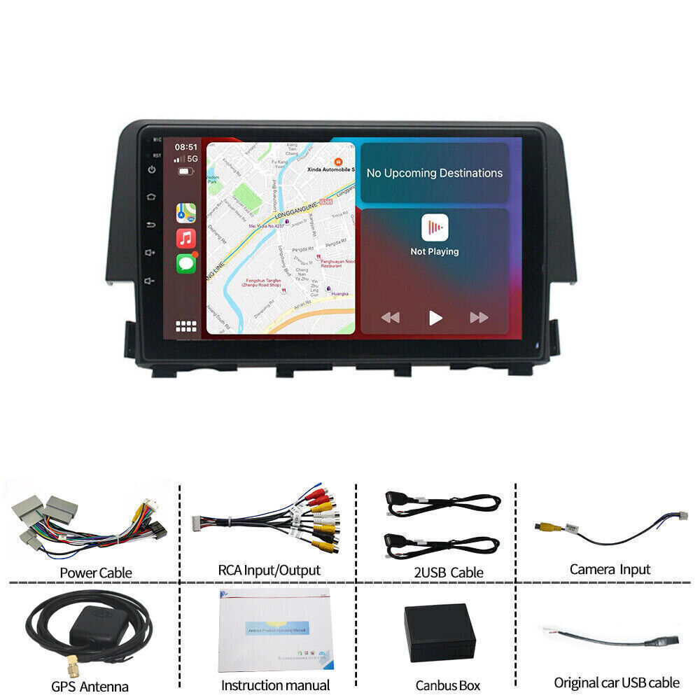 64G Android 15 Carplay Stereo Radio GPS For Honda Civic 2016 2017 2018 2019 2020