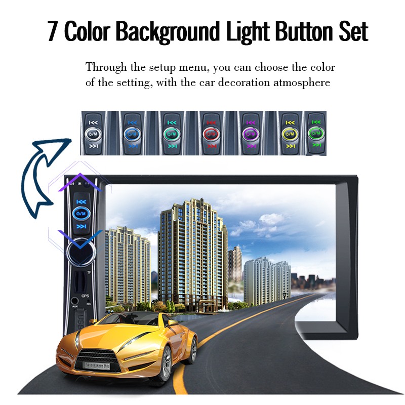 8G Map Card FM Radio 6.6″ Car Stereo HD Touchscreen 2DIN MP5 GPS Bluetooth