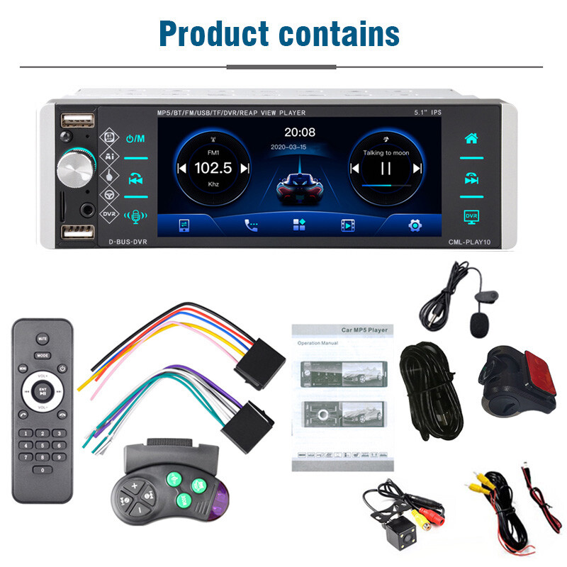 5.1″ Single 1 Din Smart Voice Touch Screen Bluetooth Car Stereo Radio FM/AM/RDS