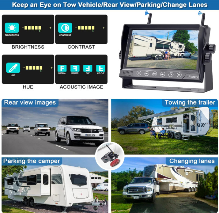Sistema de Reversa RV HD1080P con 4 Canales y Monitor Táctil 7”. Nuevo