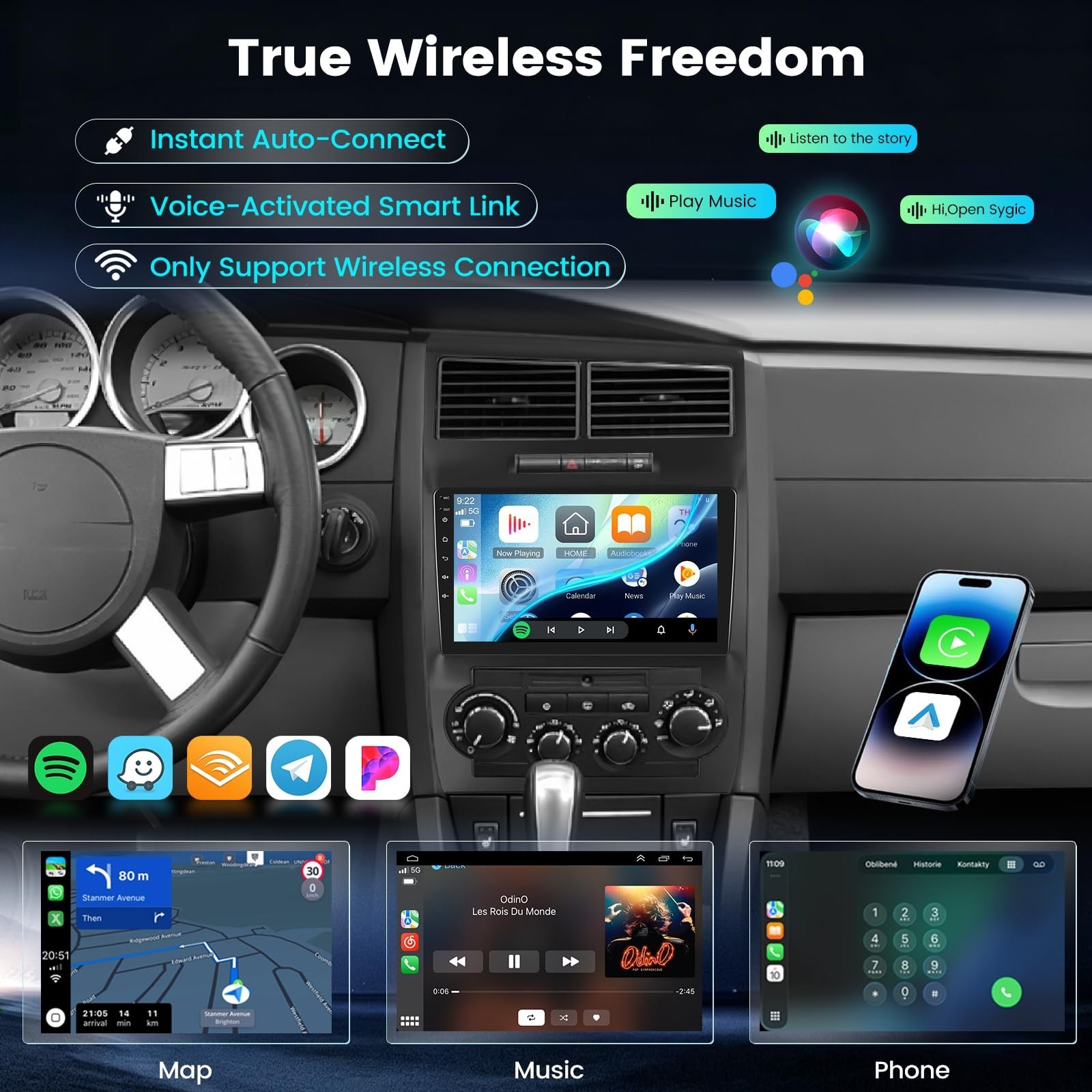 9″ IPS 1280×720 Android Radio for Dodge Charger/Magnum 2005-2007, 2G+64G Char…
