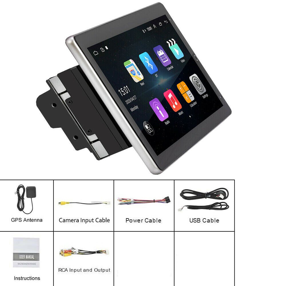 2 Din Android 13 Rotatable 10.1” Carplay Car Radio GPS WIFI Touch Screen Stereo