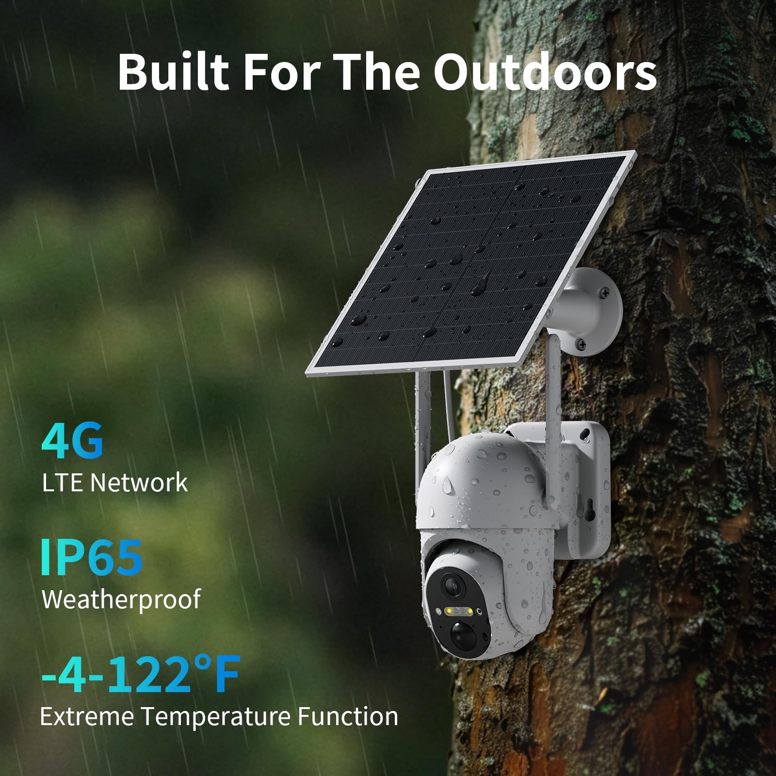 4G LTE Cellular Security Camera, 2 Pack Solar Powered 2Pack, White