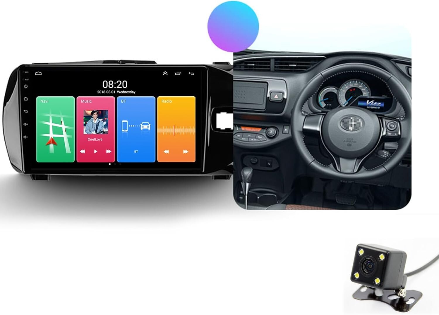 For TOYOTA VITZ 9″ Android Radio CarPlay Car Frame Harness Rear Camera 8CORE