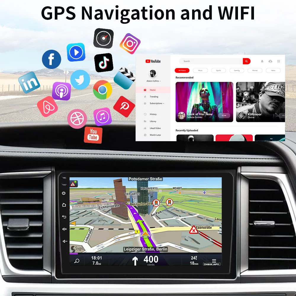 Car Stereo Radio Auto Carplay Android 16 10.1″ Double 2Din Touch Screen GPS WIFI