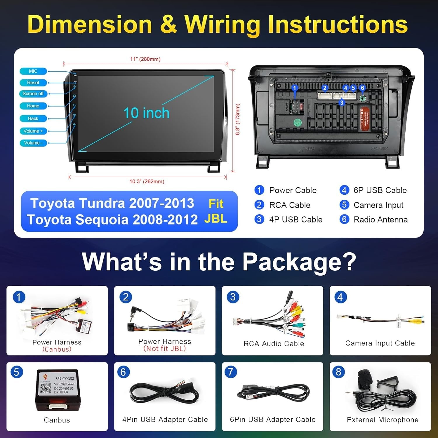 Car Radio for Toyota Tundra 2007-2013 Sequoia 2008-2012 with Wireless CarPlay…