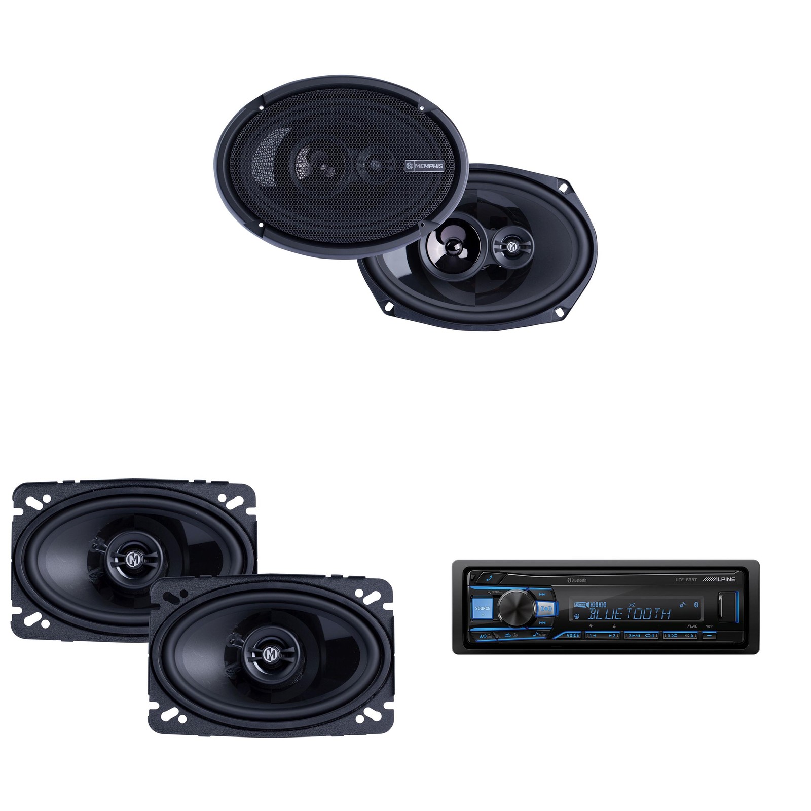 Alpine UTE-63BT Mech-less Bluetooth Receiver w/ Power Reference PRX 4×6″ & 6x…