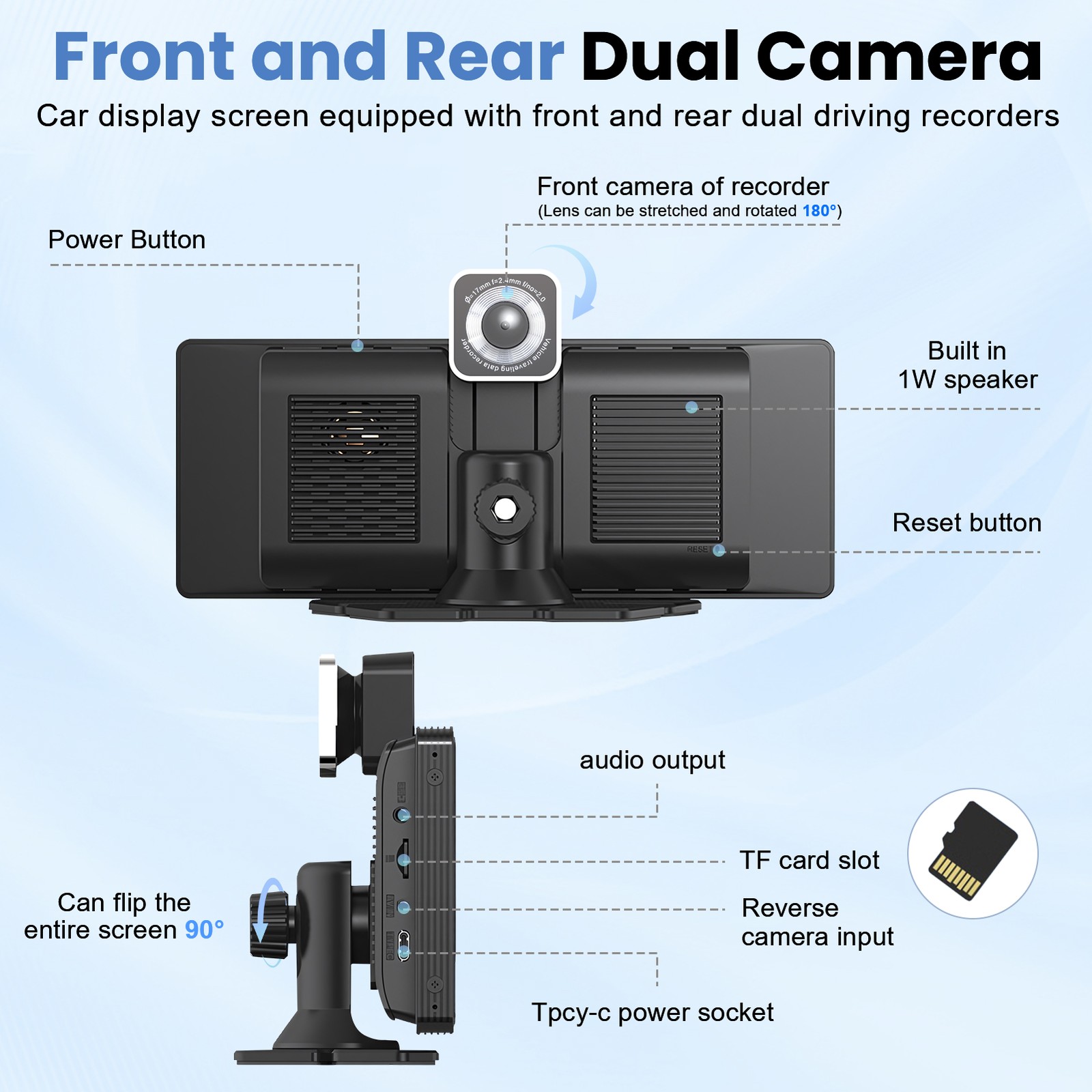 10.26 Inch Wireless Car Display Screen, Car Stereo Automobile Video Player