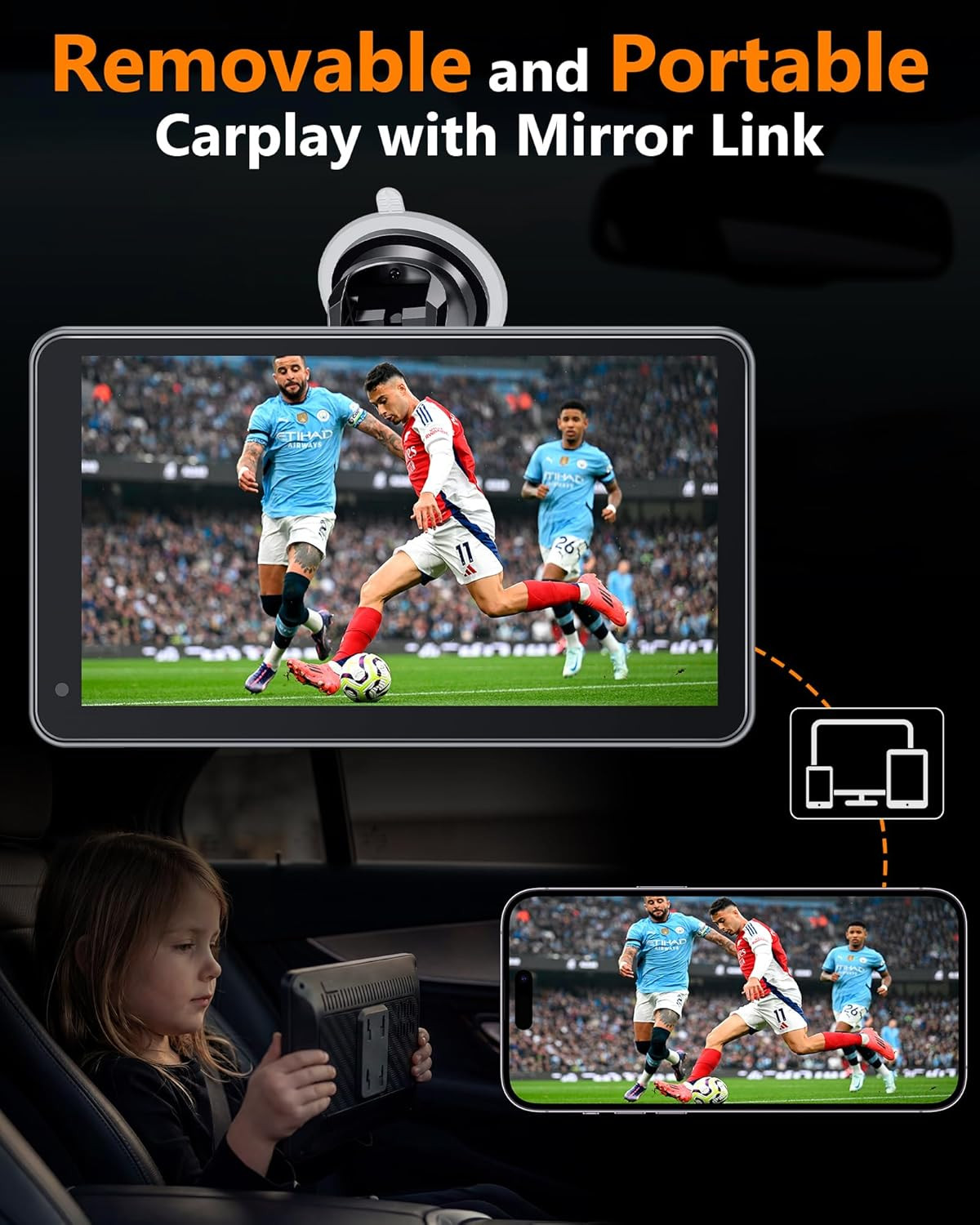 Portable Carplay Screen with Backup Camera – Plug-Play 7-Inch HD 1080P Car Touch