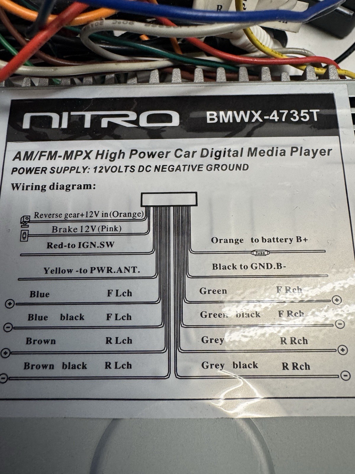 NEW Nitro Audio BMWX-4735T DVD/CD PLAYER MP3, MP4,USB-SD