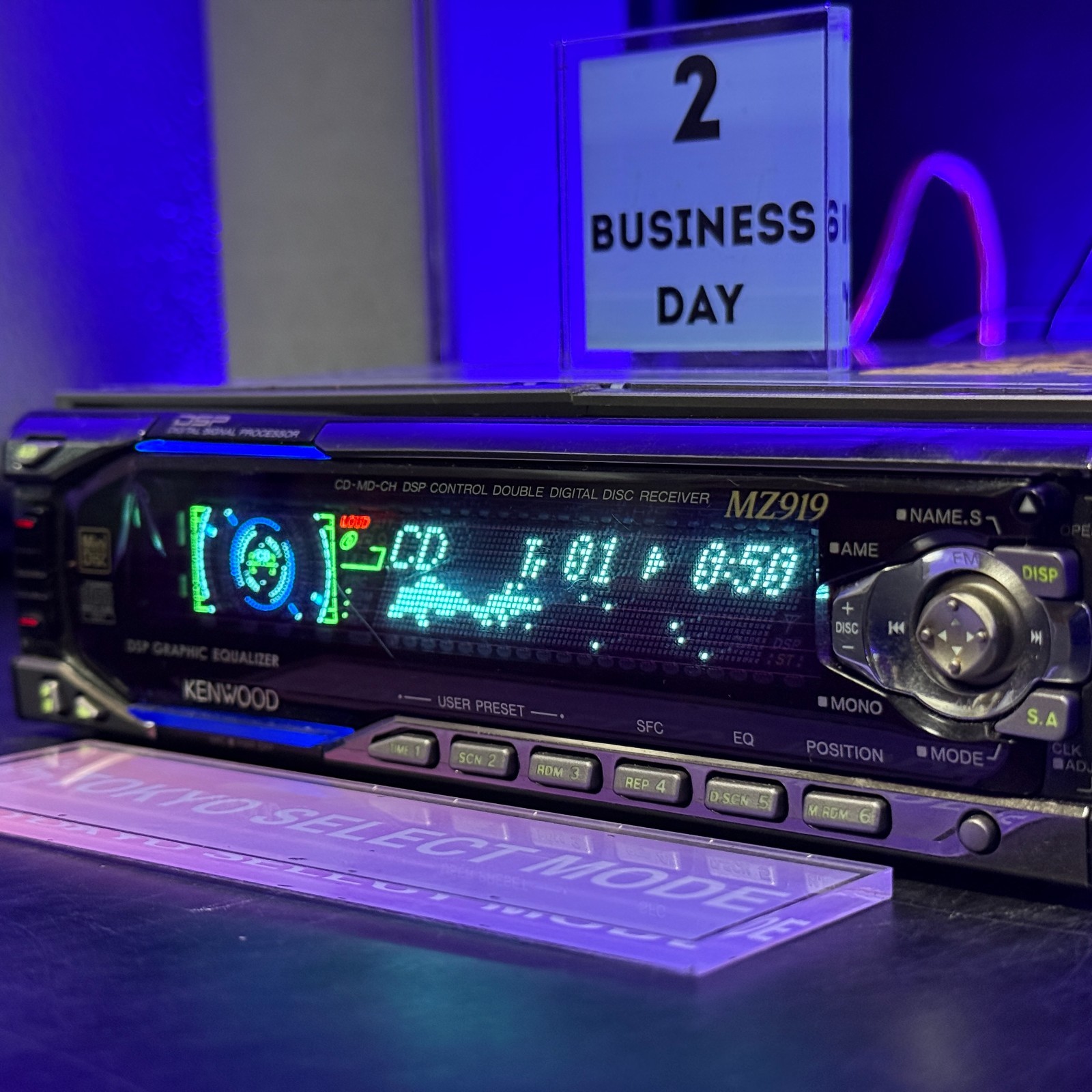 KENWOOD MZ919 1DIN Car Audio CD MD Player JDM Dolphin Display Tested In Stock