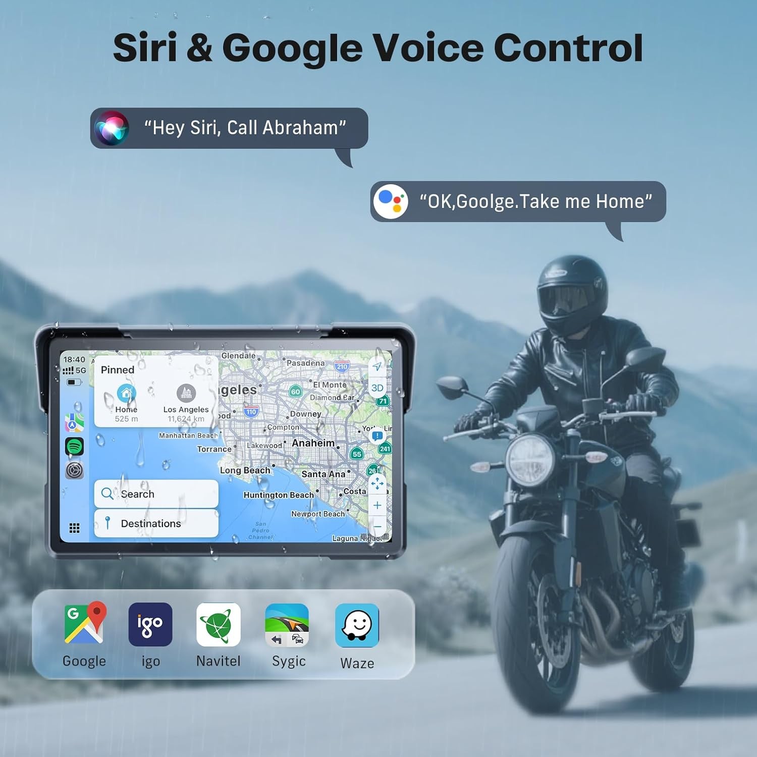 7″ Wireless Motorcycle Carplay GPS Navigation System Apple Carplay Android Auto
