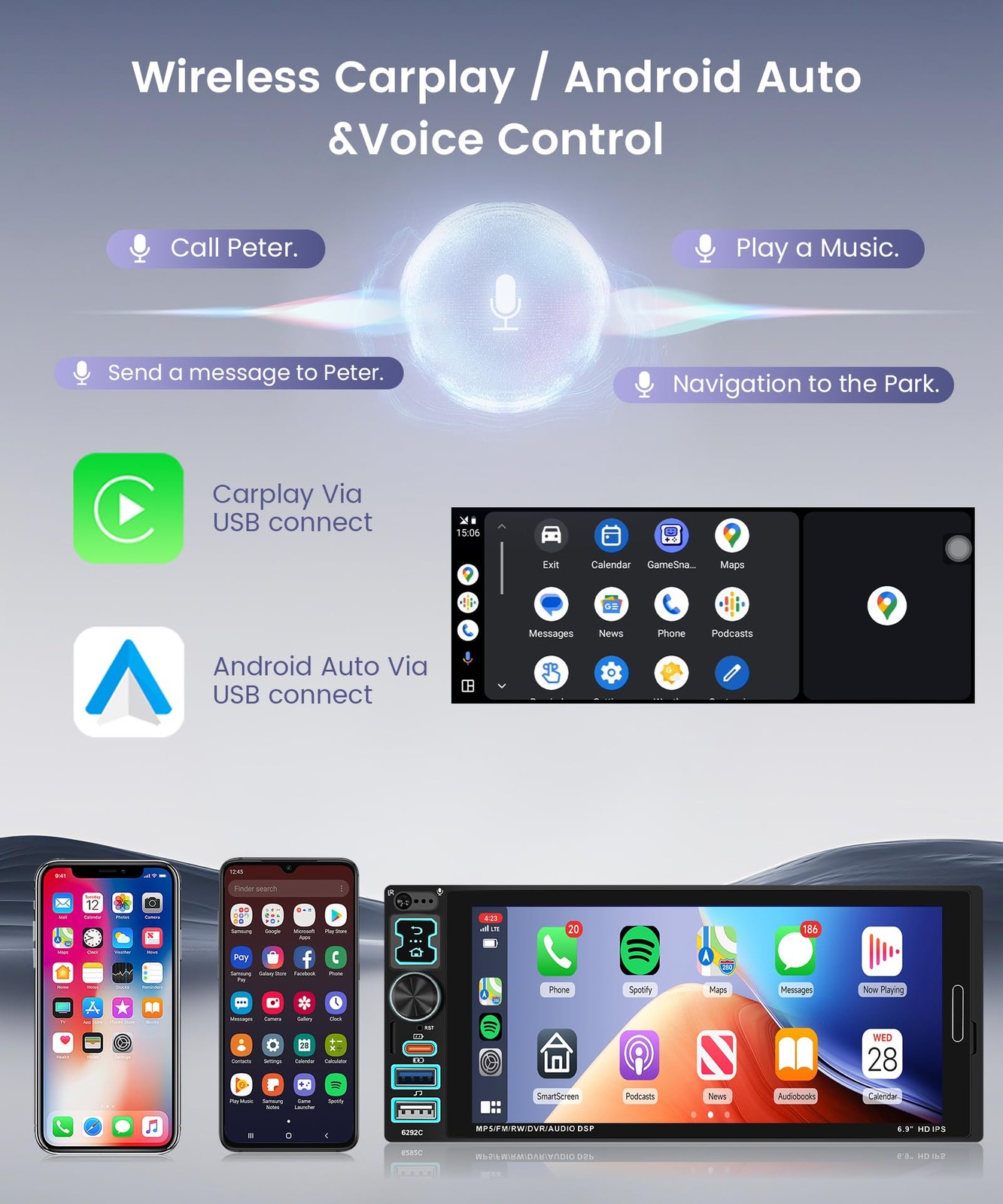 KYNNT Car Stereo Single Din CarPlay Android Auto, 1 Radio Bluetooth…
