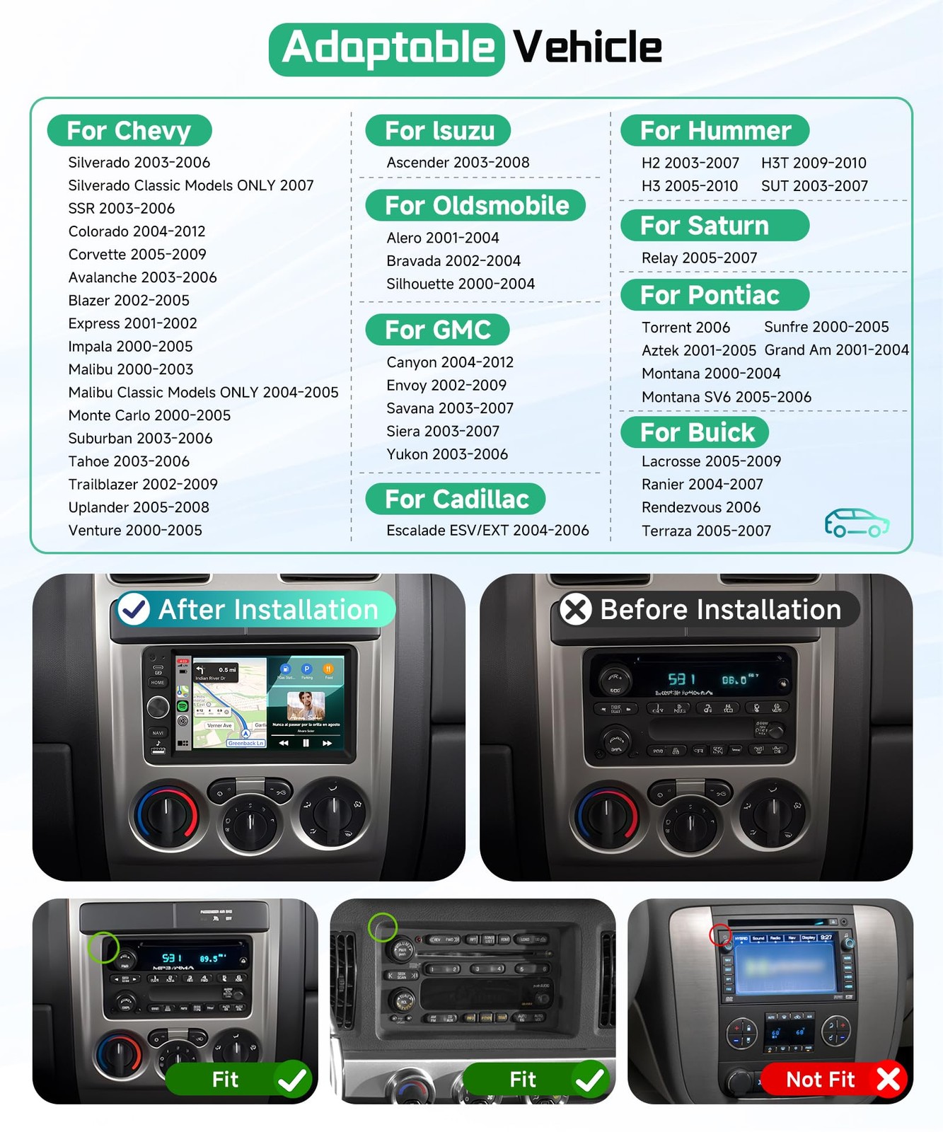 8 Core 4G+64G 5G WiFi Car Radio Stereo for 2003-2006 Chevrolet Chevy Silverad…