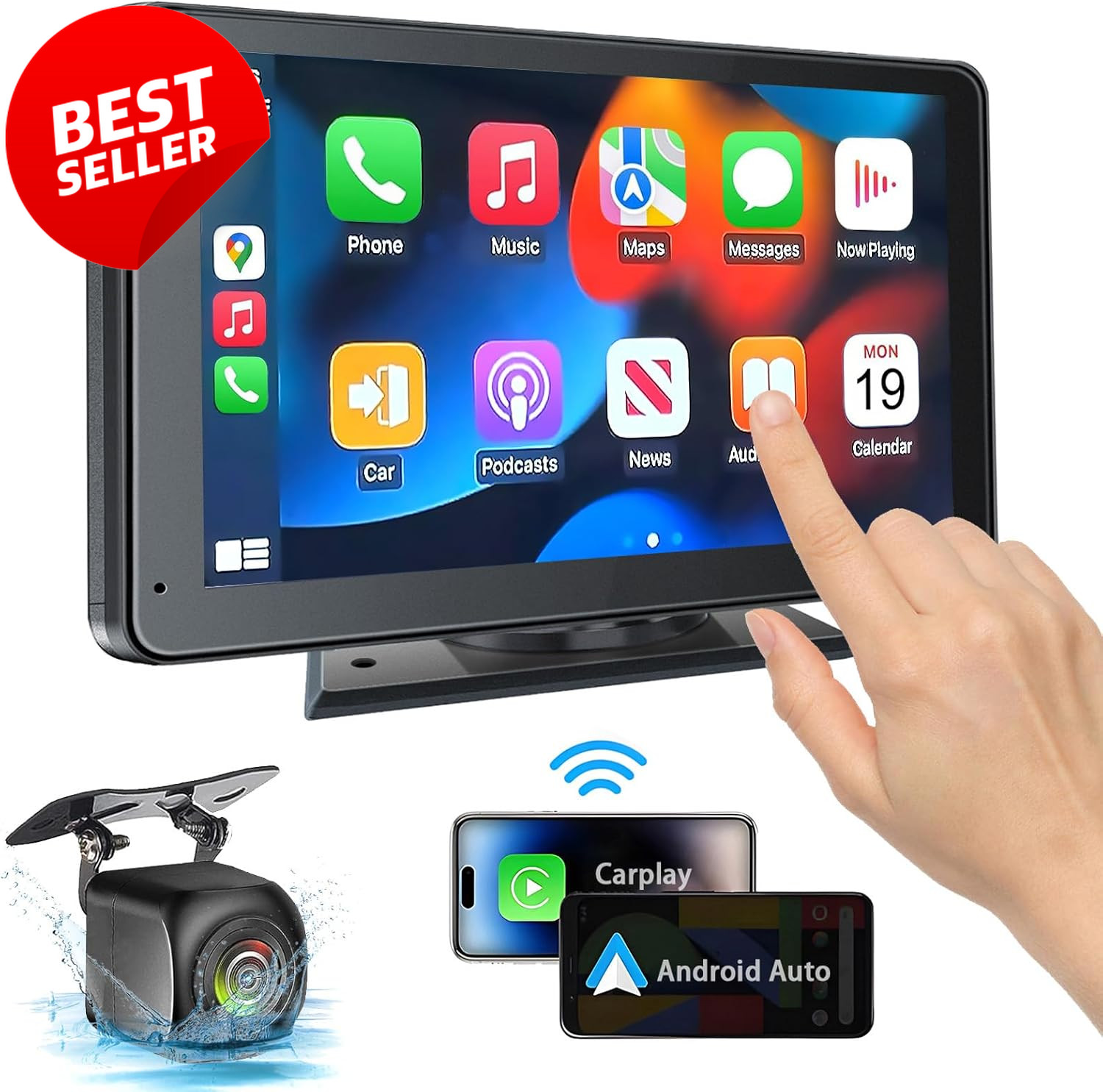 7″ Wireless CarPlay Android Auto Screen Bluetooth 5.2 Backup Camera FM AUX – US