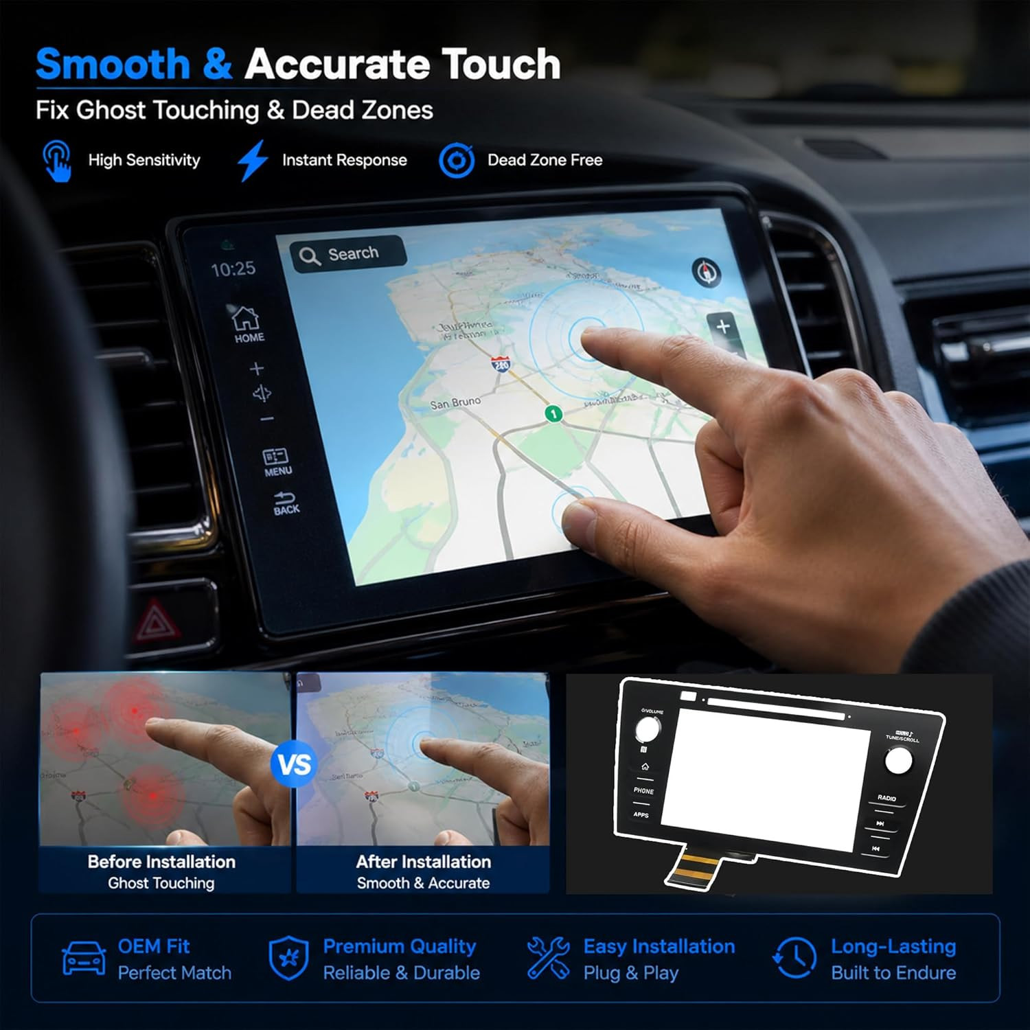 Touch Screen Digitizer Replacement for Subaru Legacy Outback Radio Screen 18-19