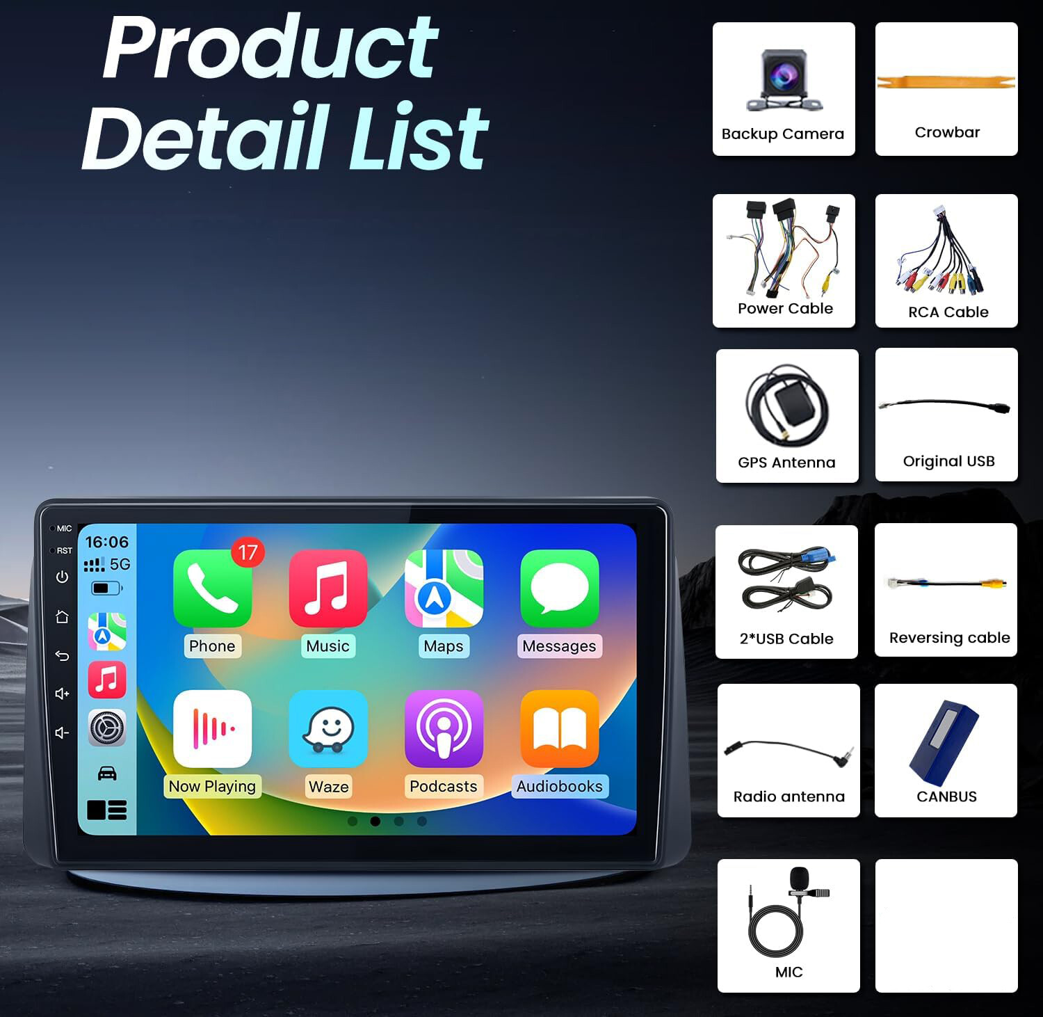 For 2011-2016 Dodge Grand Caravan Apple Carplay Car Radio Android GPS FM Stereo