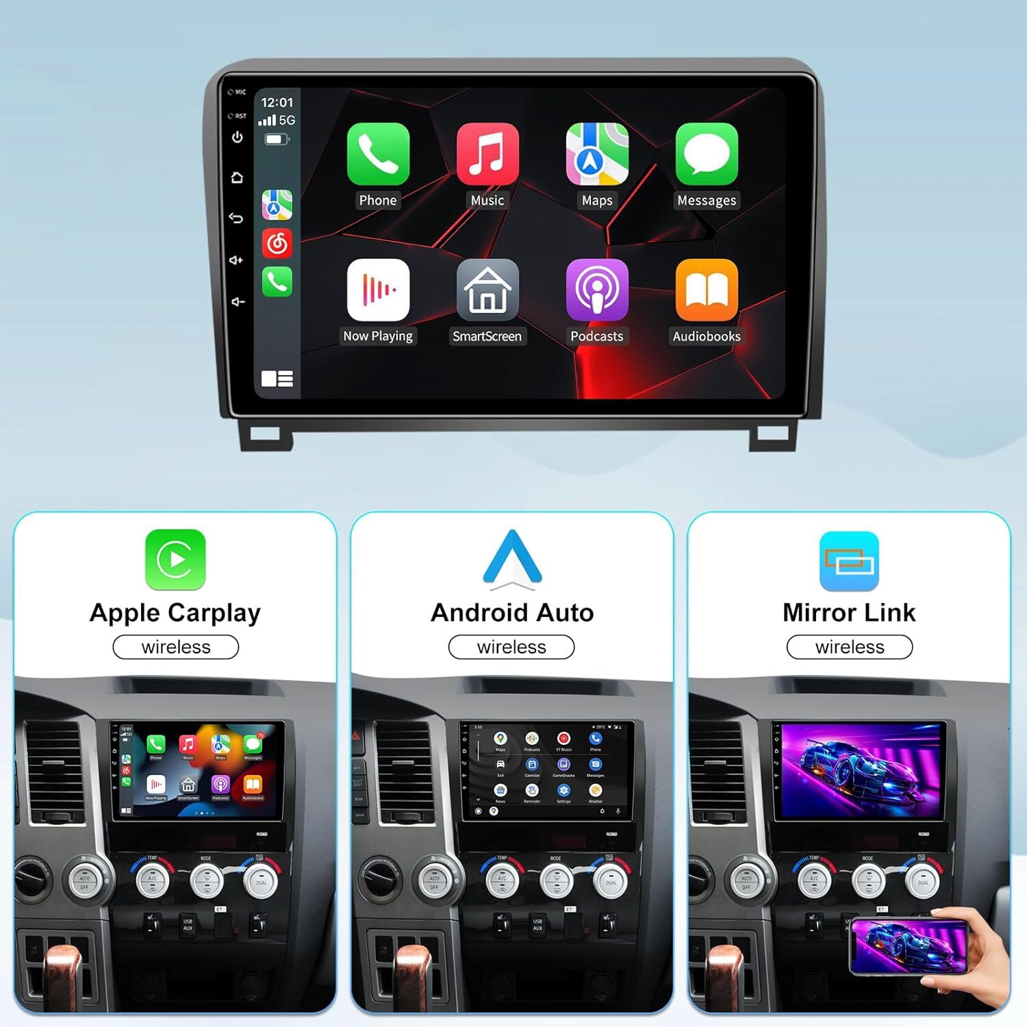 For Toyota Tundra 2007-2013 Sequoia 2008-2019 Android 12 Car BT Stereo GPS Radio