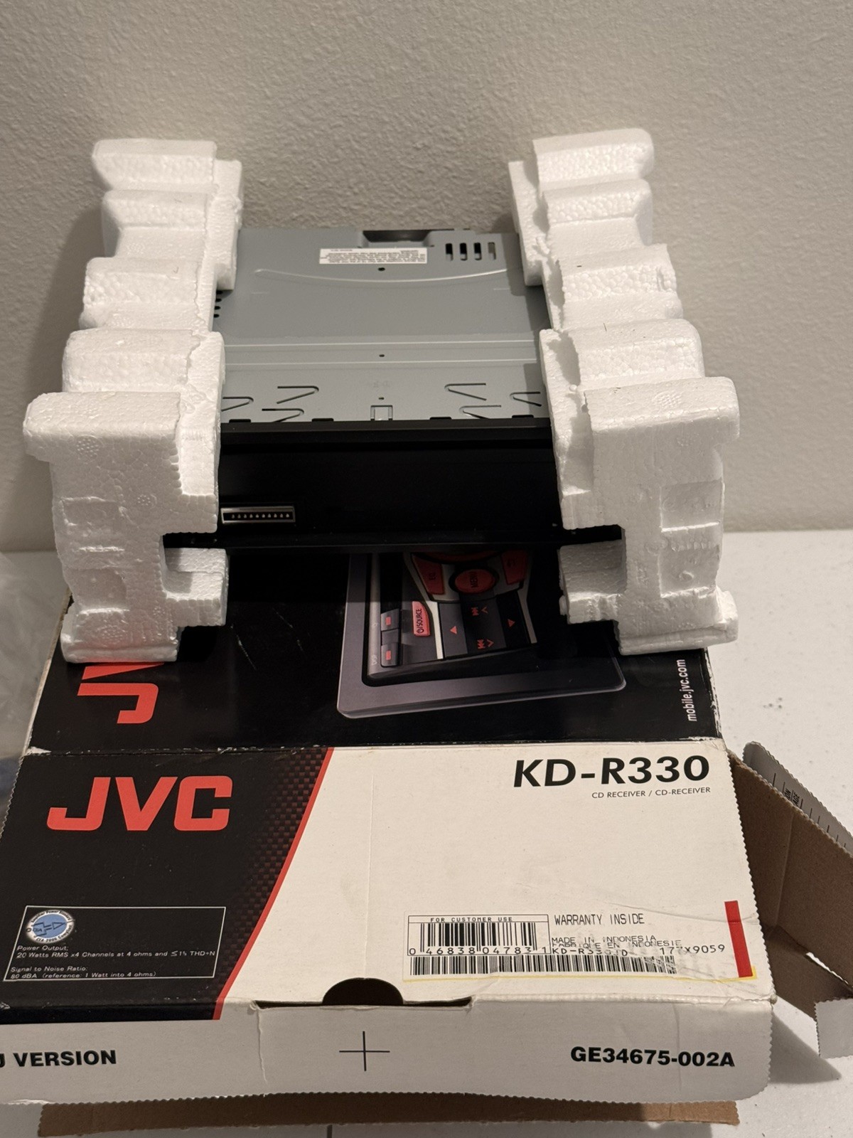 NEW JVC KD-R320 CD Player/MP3 In Dash Receiver NO FACEPLATE