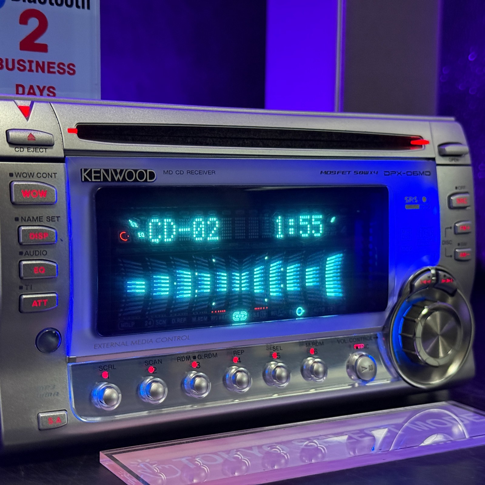 KENWOOD DPX-06MD 2DIN Car Audio CD MD Player JDM Added Bluetooth Tested In Stock