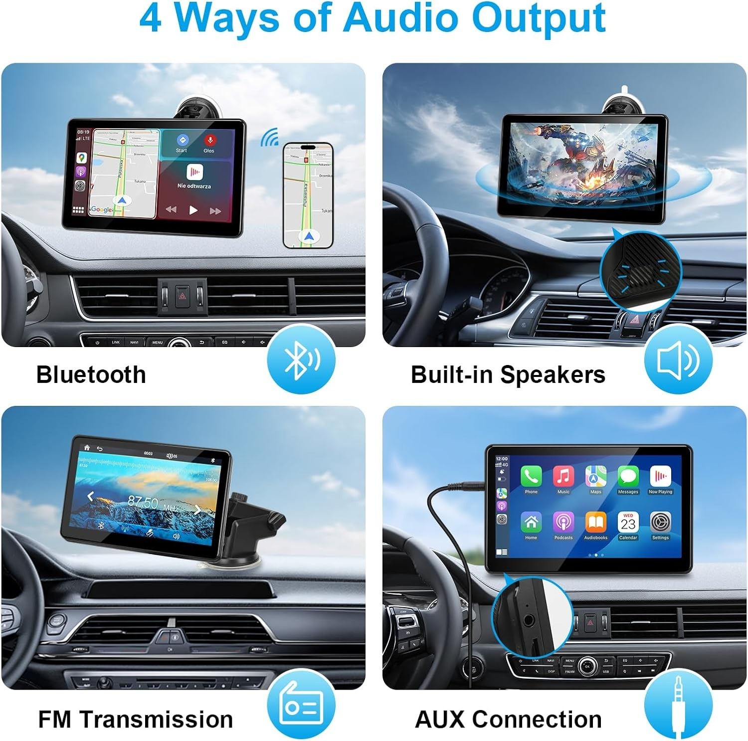 Wireless CarPlay & Android Auto 7-Inch Screen with Bluetooth & Easy Installation