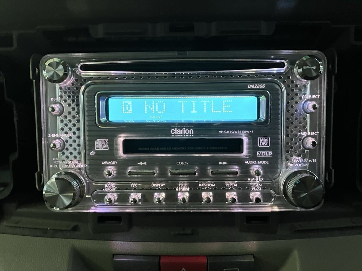 Clarion DMZ266 MDLP AUX 2-DIN CD MD Player Car Audio Head Unit Deck Used Japan