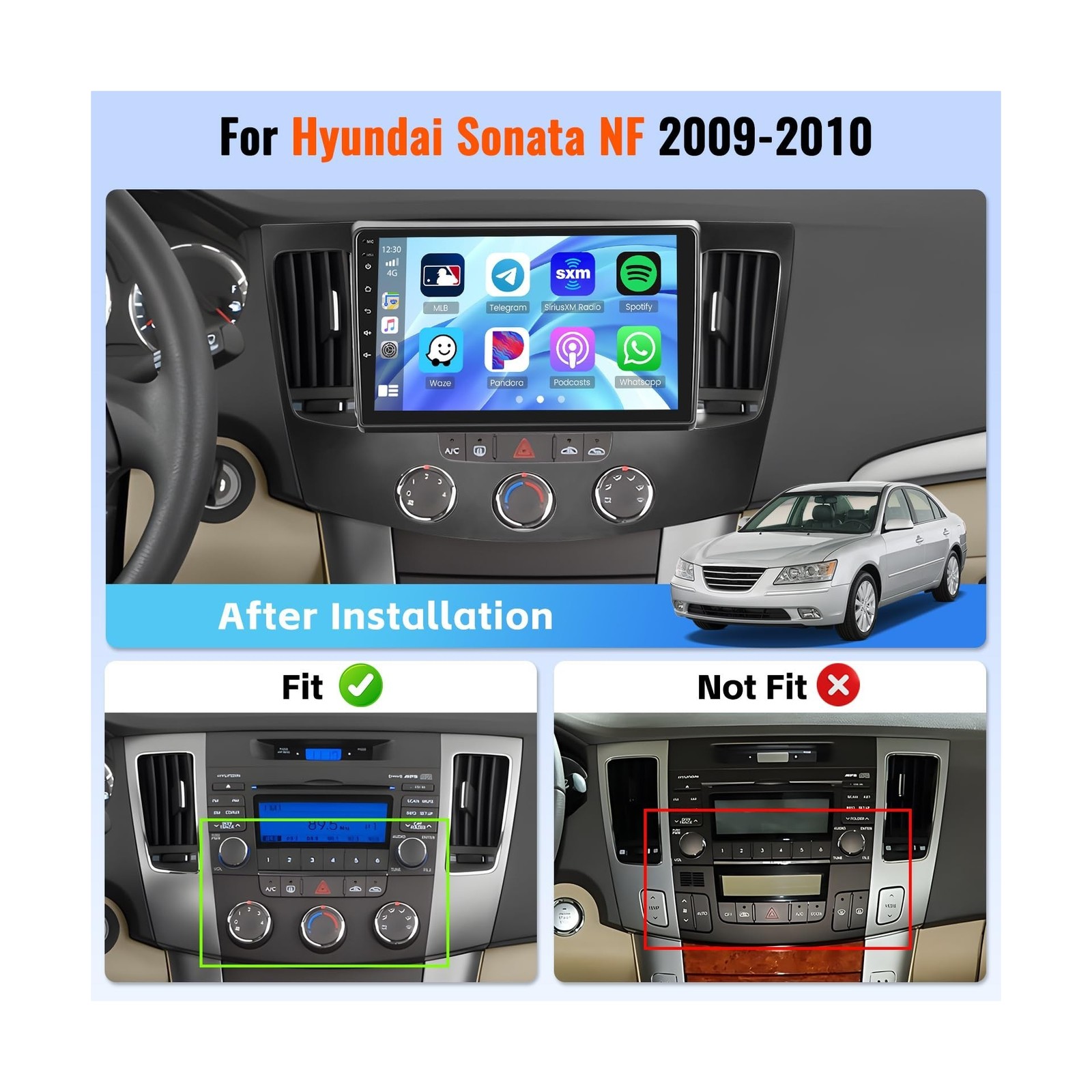 Android 15 Car Stereo for Hyundai Sonata 2009 2010 (Manual A/C) Wireless CarP…