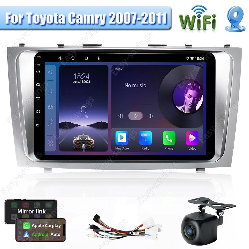 9″ Android 15 Carplay Car Stereo Radio GPS Navi WiFi For Toyota Camry 2007-2011