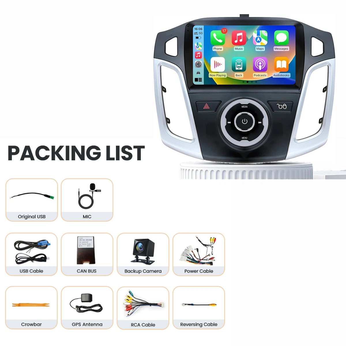 Radio For 2012-2018 Ford Focus Carplay Back Camera GPS Navigation FM RDS