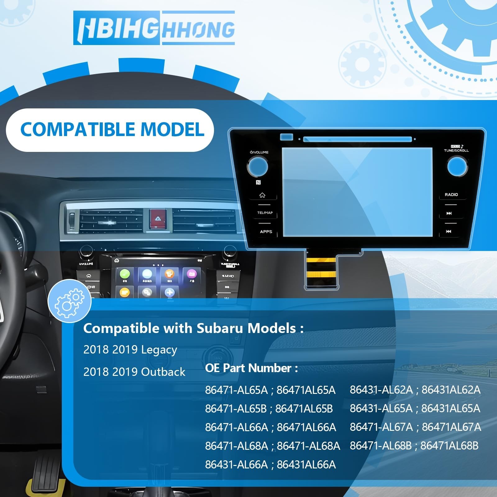 8 Inches Touch Screen for Subaru Legacy Outback 2018 2019 Radio Car Touch Scr…